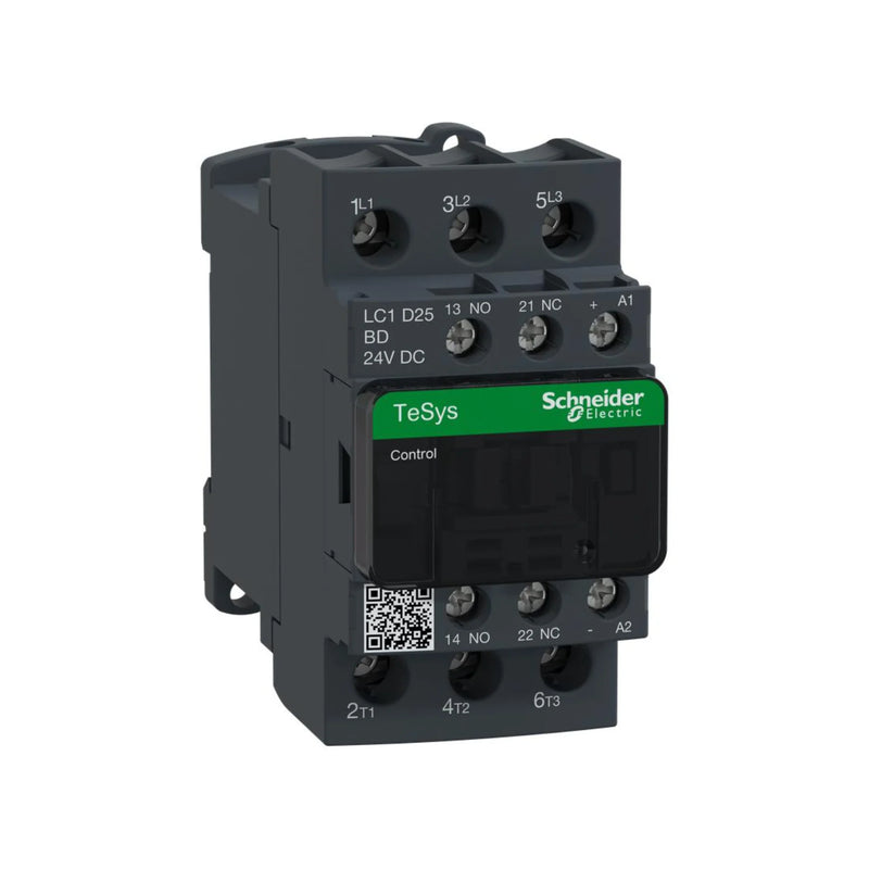 Schneider Electric LC1D25BD 3‑pole contactor, 25 A, 24 VDC coil, TeSys D series