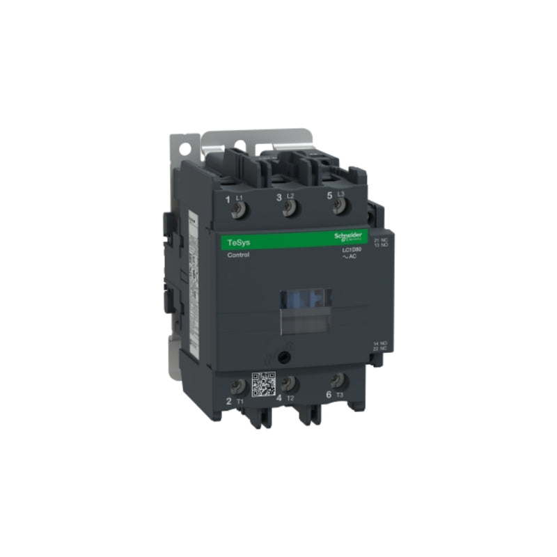 Schneider Electric LC1D80G7 TeSys D contactor 3P 80A 120V AC coil for industrial motor control.