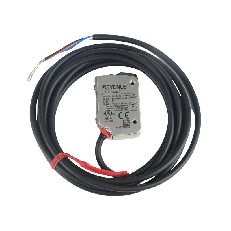 Keyence LR-ZB250AP 250mm analog photoelectric sensor for precise distance detection in industrial automation and packaging systems.