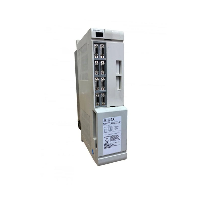Compact and durable Mitsubishi MDS-B-SP-110 servo drive suitable for machinery control in industrial environments.
