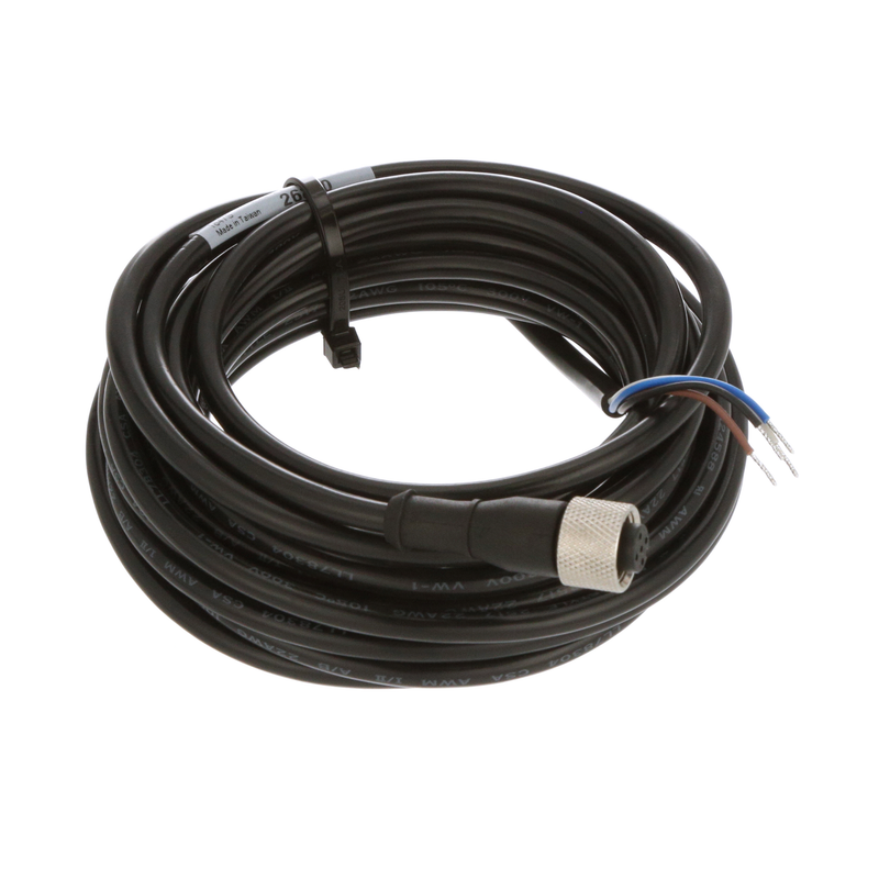 5-pin quick disconnect cable, M12 straight connector, with 15 ft PVC jacket for industrial use