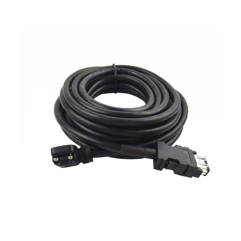Mitsubishi encoder cable, model MR-J3ENCBL5M-A1-H, 5-meter length, industrial use for motor feedback.