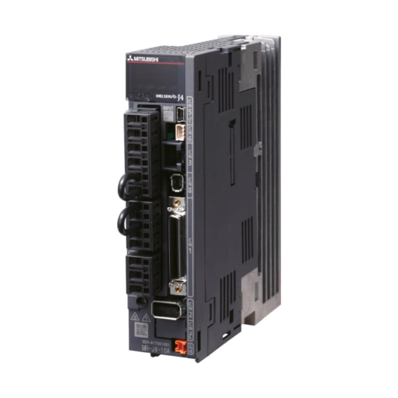 Mitsubishi MR-J4-40A servo amplifier, 400W, 200–240V AC, versatile interface, built-in STO for precise motion control.