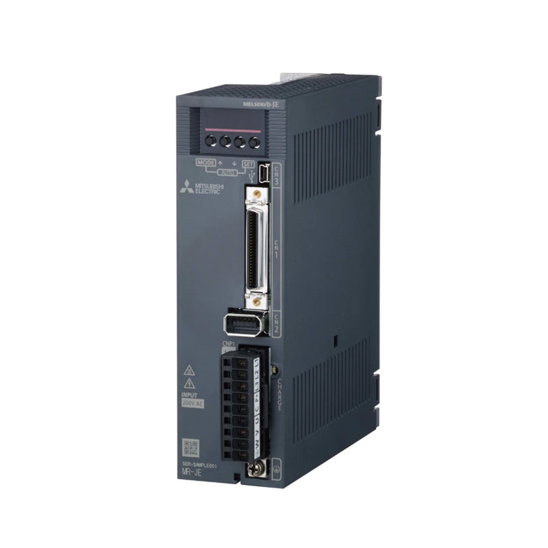 Mitsubishi MR-JE-100A, 1kW servo amplifier, 200V AC input, SSCNET III/H, MR-JE Series, compact and auto-tuning.