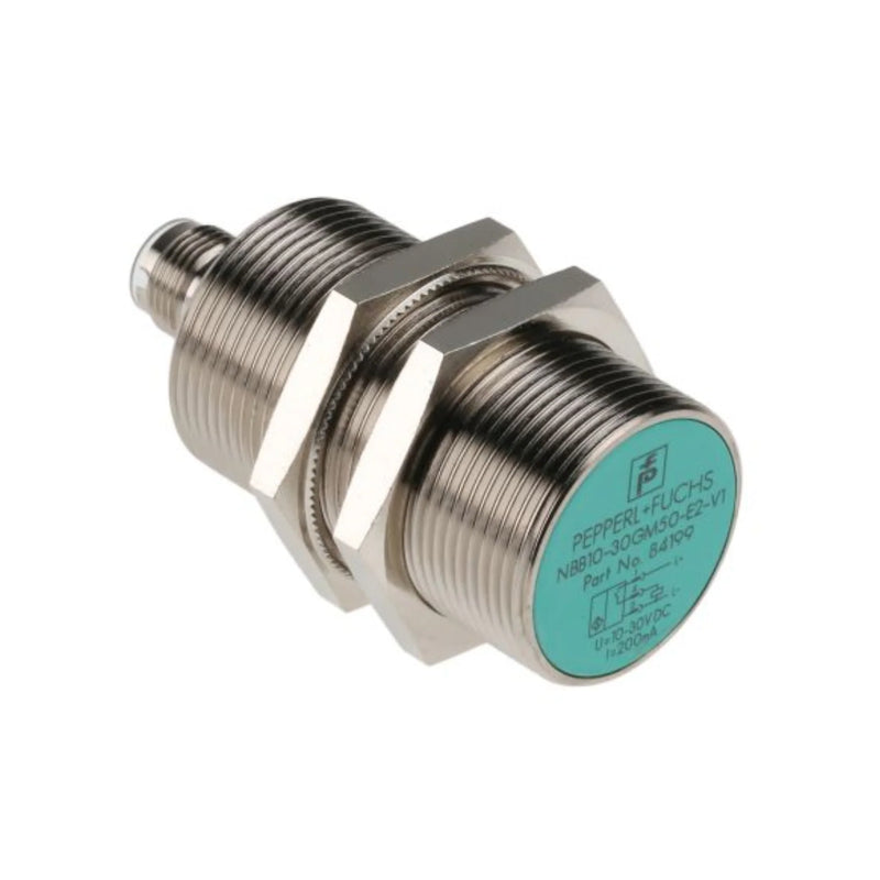 Pepperl+Fuchs NBB10-30GM50-E2-V1 inductive sensor, 10 mm PNP NO, M30 housing with M12 connector