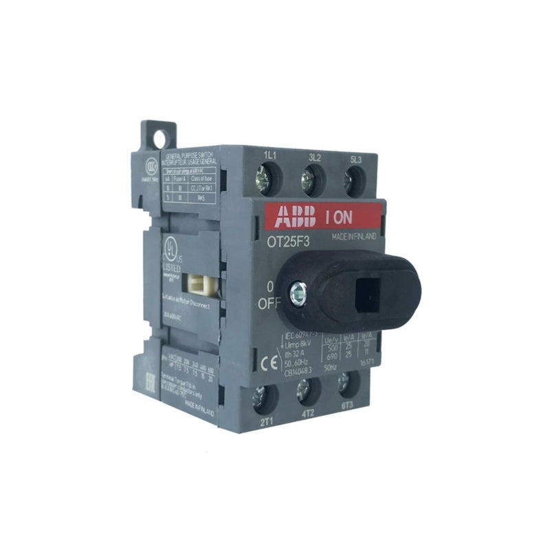 ABB OT25F3 overload relay, 25 A, thermal-magnetic motor protection.