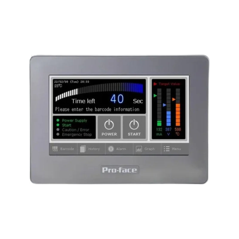 Pro-face PFXGP4114T2D HMI, 3.5-inch, for industrial use, offering high-resolution screen and extensive connectivity.