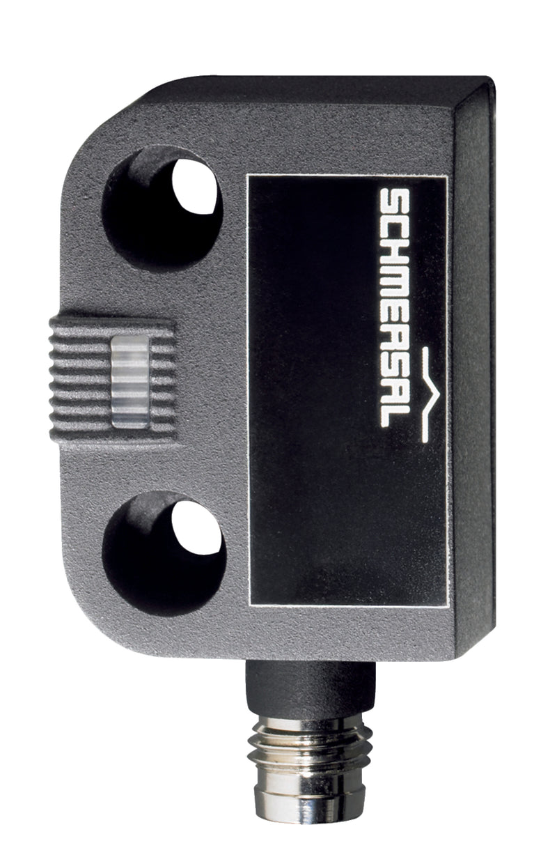 Compact and trustworthy Schmersal switch for industrial safety applications.