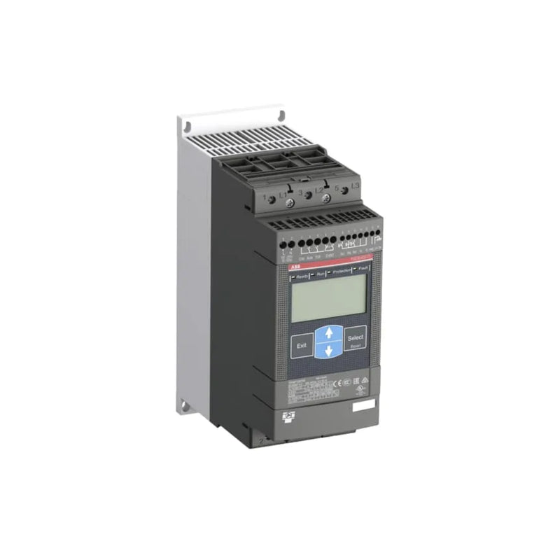 ABB PSE45-600-70 soft starter, 45 A, 600 V, with torque control and LCD display.