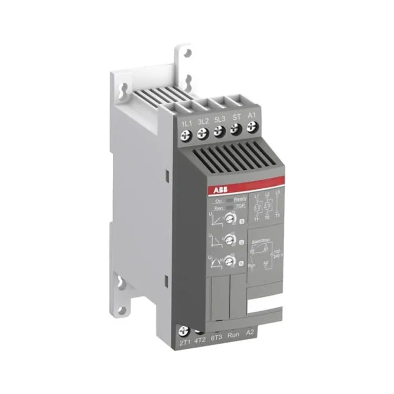 ABB PSR6-600-70 soft starter, 6 A, 600 V, with built-in bypass for small motor control.