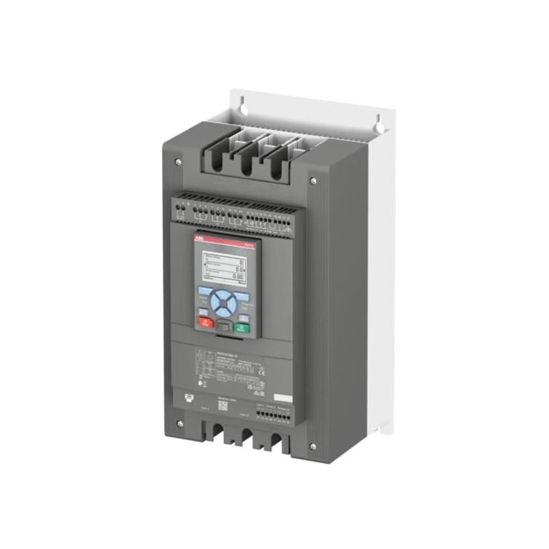 ABB PSTX170-600-70 170 A soft starter with built-in bypass for 3-phase motors, ideal for advanced industrial motor protection and smooth starting.