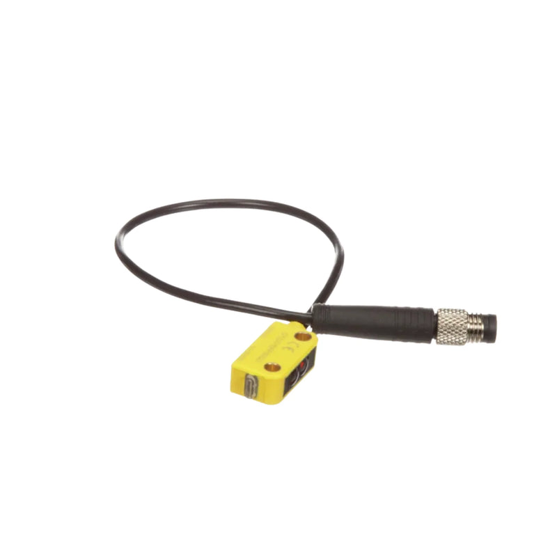 Compact Q12AP6FF50Q3 Banner sensor, diffuse mode, PNP output, 50 mm range, IP67 rating.