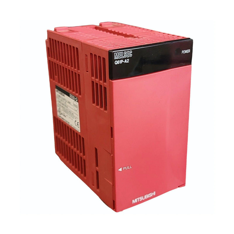 Compact Mitsubishi Q61P-A2 power unit, 5V DC, 6A, suitable for Q Series PLC.
