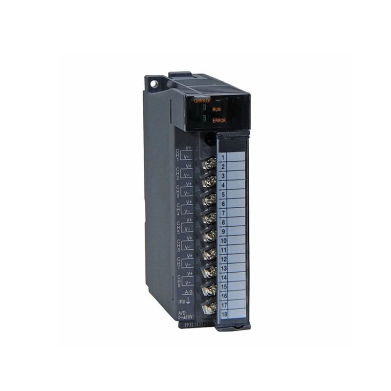 Mitsubishi Q68ADI 8-channel input module, 16-bit resolution for MELSEC-Q PLCs, ensuring precise signal measurement.