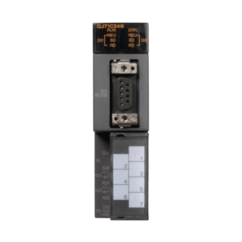 Mitsubishi QJ71C24N communication module, dual-channel RS-232/422/485 for Q Series PLC integration