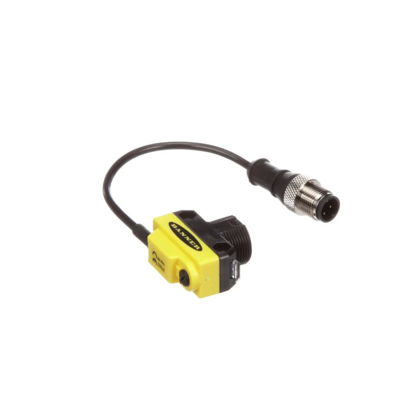 QS18VP6LDQ5 sensor with PNP output and IP67-rated housing for precise industrial object detection.