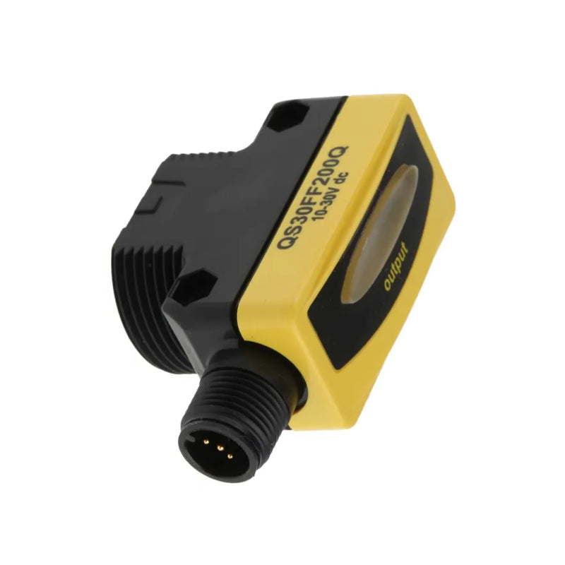 QS30FF200Q sensor with PNP output and IP67-rated housing for reliable industrial object detection.