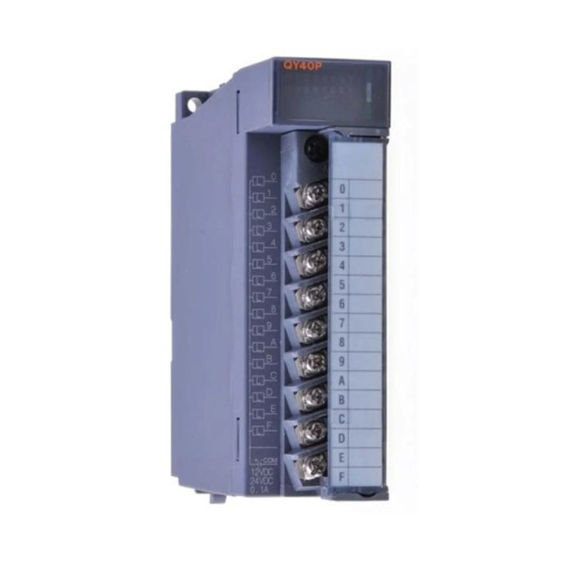 Mitsubishi QY40P 32-point output module, 24V DC, PNP transistor, screw terminal, designed for MELSEC-Q PLC systems