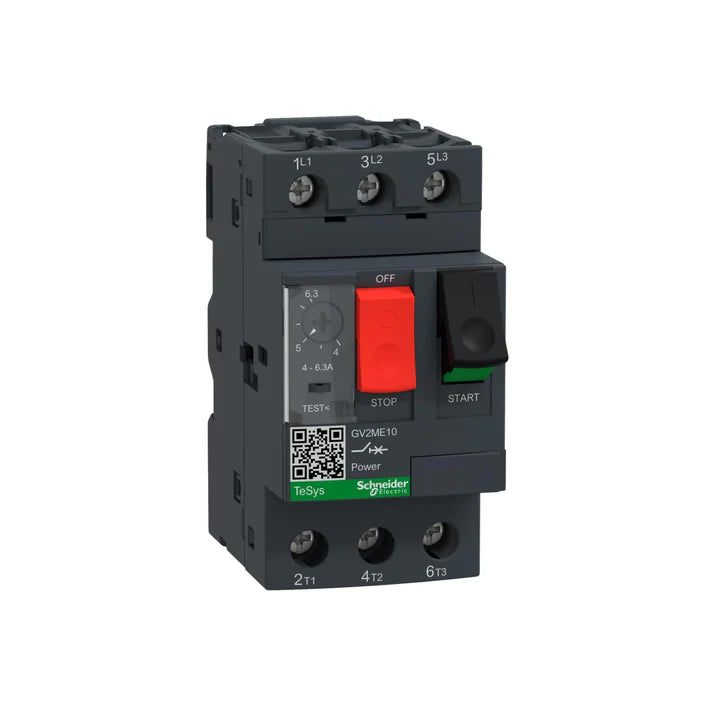 Schneider Electric GV2ME10 motor circuit breaker, 4–6.3 A, thermal-magnetic, TeSys GV2