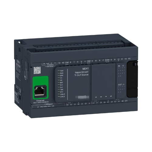 Schneider Electric TM241CEC24T logic controller, 24 I/O, Ethernet, CANopen, 24 V DC, M241 PLC