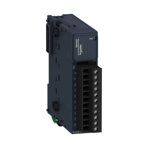 Schneider Electric TM3AQ2 analog output module, 2 channels, 12-bit, 24 V DC, for Modicon TM3