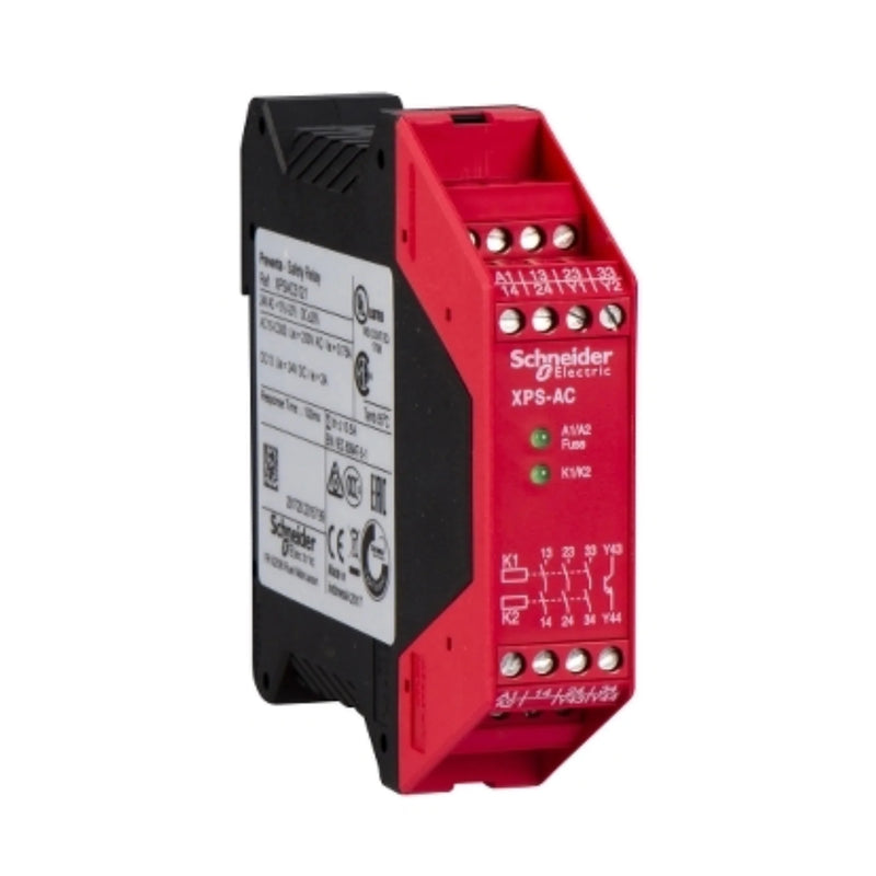 Schneider Electric XPSAC5121 safety relay 24 VDC, 2 N/C safety outputs, 1 N/O auxiliary, Preventa series