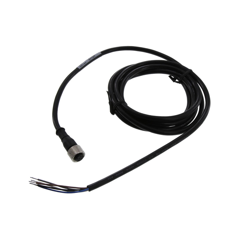 M12 5-pin female cordset with 2 m PVC cable and brass coupling nut for industrial use.