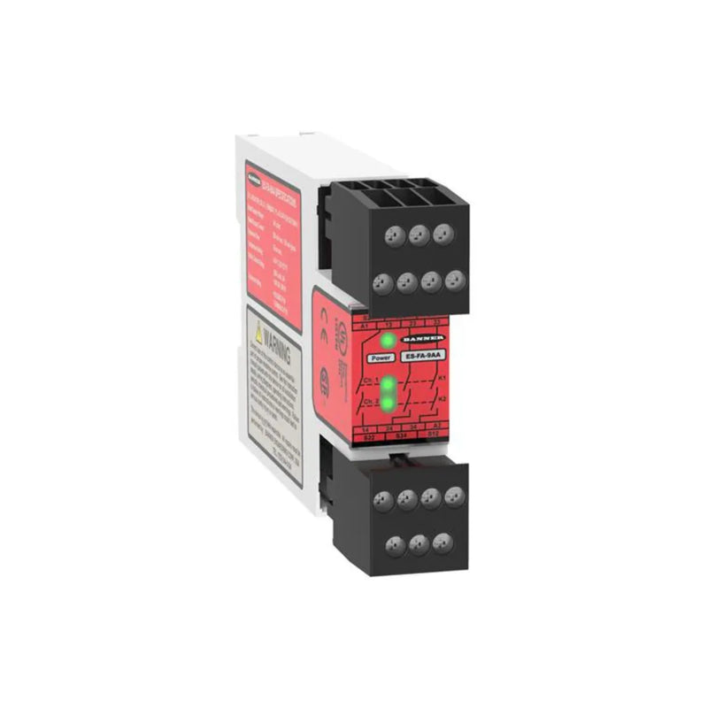 Banner ES-FA-9AA module ensures machine safety and reliable emergency stop control.