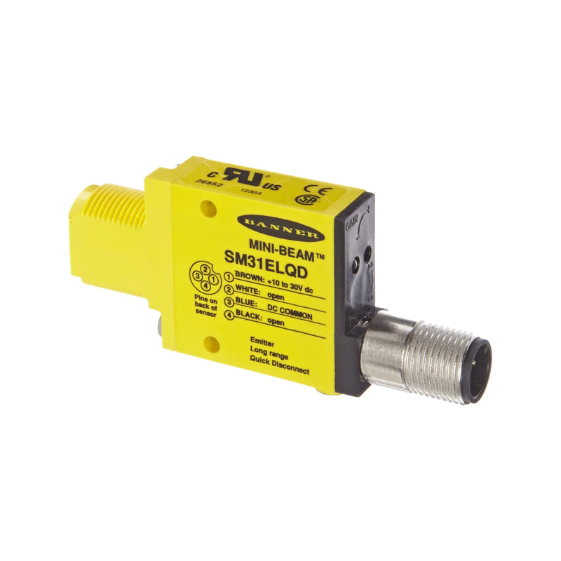 High-performance through-beam emitter sensor for various industrial automation needs with 30-meter detection range.