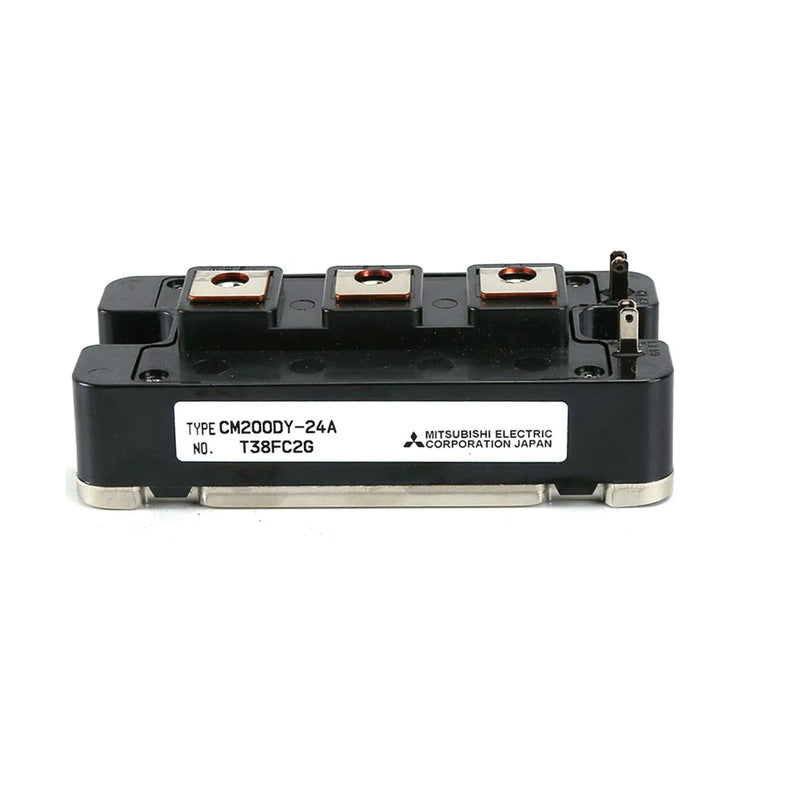 Mitsubishi CM200DY‑24A dual 200 A 1200 V IGBT module, half‑bridge with isolated baseplate and fast‑recovery diodes.