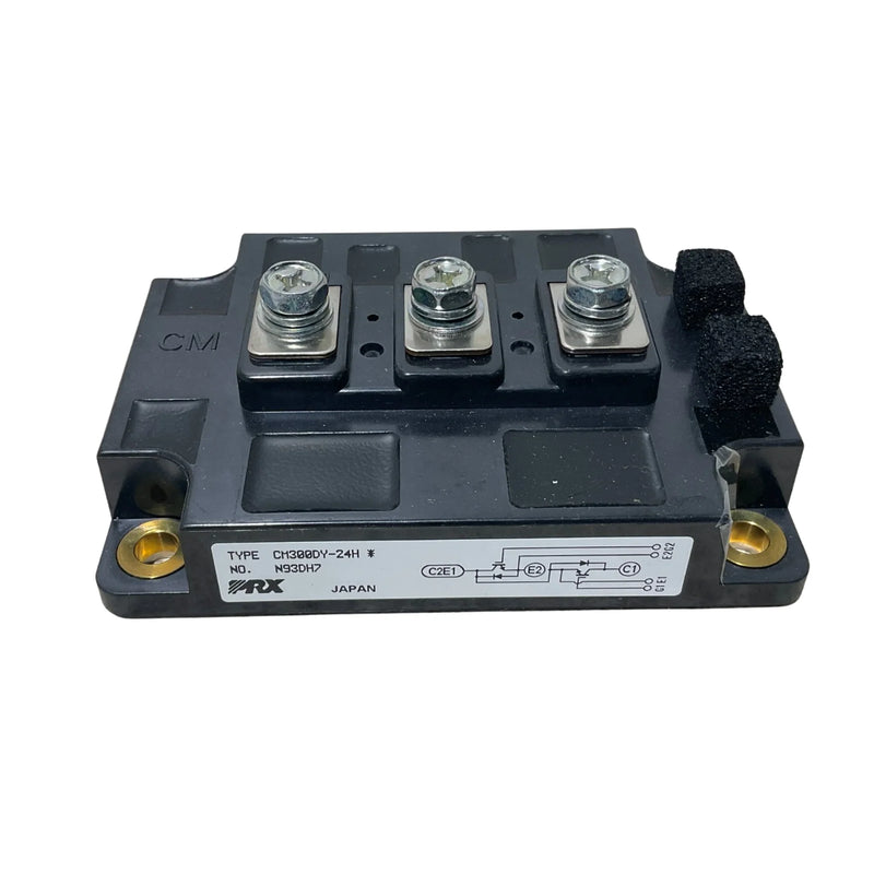 Mitsubishi CM300DY-24H IGBT module, 300 A, 1200 V, dual setup, chassis-mount design.