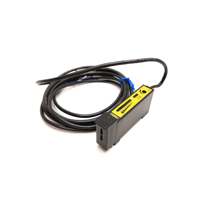 Banner D12SN6FP sensor, high-power, DIN rail, fiber optic for industrial automation tasks.