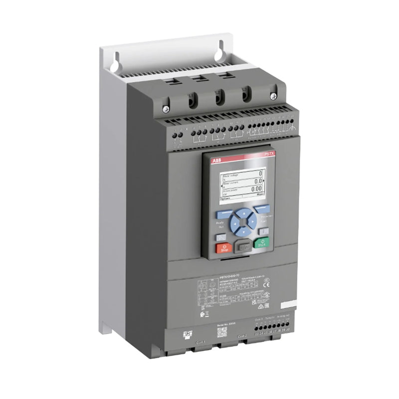 ABB PSTX72-600-70 soft starter, 72 A, 600 V, with torque control and built-in bypass.